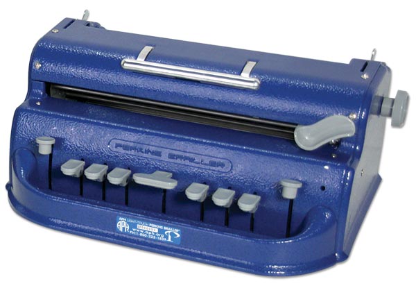 A braillewriter is similar to a typewriter, but it embosses dots